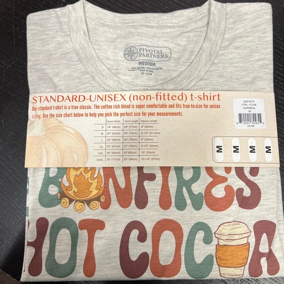Bonfires Hot Cocca Pumpkins Hayrides NEW FALL short sleeved T-shirt NEW Sz M - Picture 4 of 4
